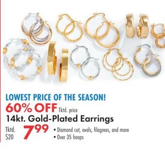 Boscov's 14kt gold-plated earrings offer