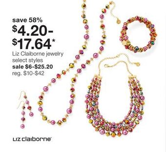 JC Penney Liz claiborne jewelry offer