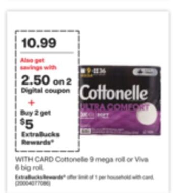 CVS Cottonelle 9 mega roll or viva 6 big roll offer