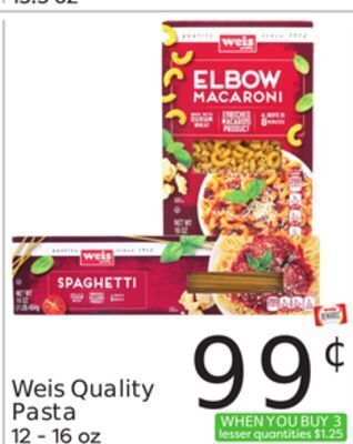 Weis Markets Weis quality pasta offer