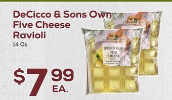 DeCicco & Sons Decicco & sons own five cheese ravioli offer