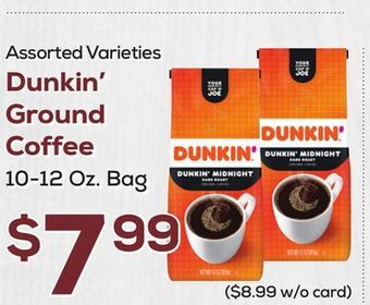 DeCicco & Sons Dunkin' ground coffee offer