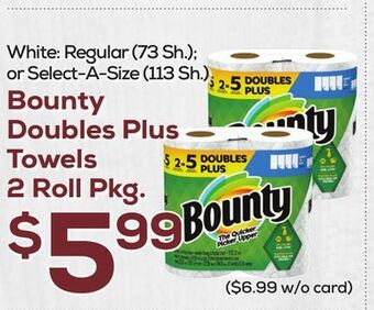DeCicco & Sons Bounty doubles plus towels 2 roll pkg offer