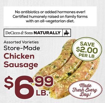 DeCicco & Sons Chicken sausage offer