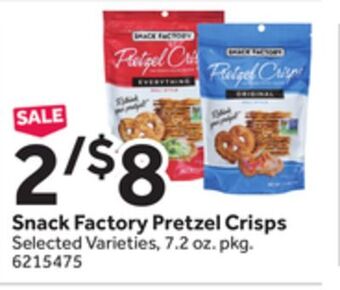 Stop&Shop Snack factory pretzel crisps offer