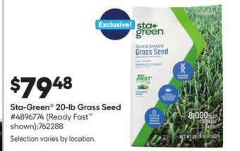 Lowe's Sta-green 20-lb grass seed offer