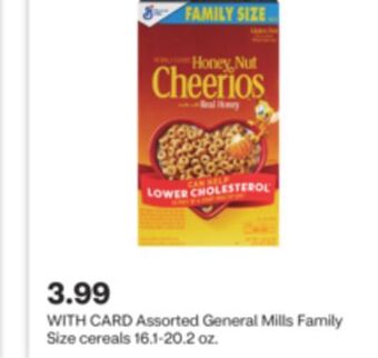 CVS Assorted general mills family size cereals 16.1-20.2 oz offer