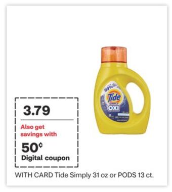 CVS Tide simply 31 oz or pods 13 ct offer