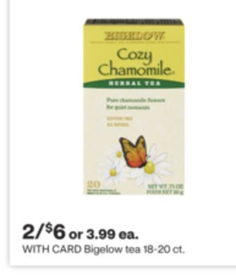 CVS Bigelow tea 18-20 ct offer