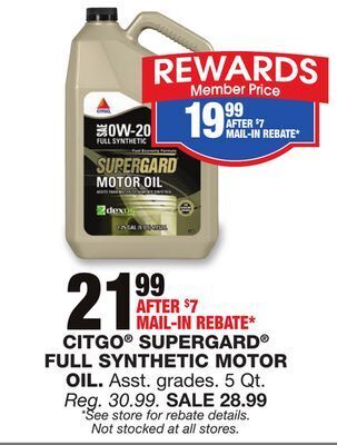 Blain's Farm & Fleet Citgo supergard full synthetic motor oil offer