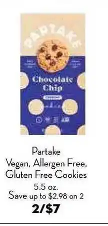 Bristol Farms Partake Vegan, Allergen Free, Gluten Free Cookies offer