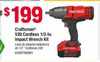 Napa Craftsman V20 Cordless 1-2-in Impact Wrench Kit offer