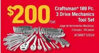 Craftsman 189 Pc 3 Drive Mechanical Tool Set