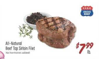 Sprouts Farmers Market All-natural Beef Top Sirloin Filet offer