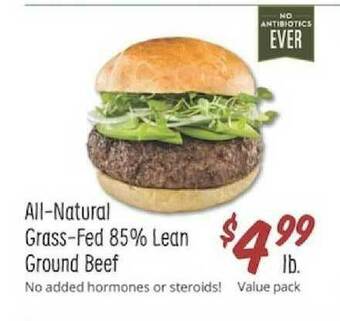 Sprouts Farmers Market All-natural Grass-fed 85% Lean Ground Beef offer