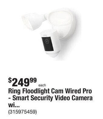 The Home Depot Ring floodlight cam wired pro - smart security video camera with 2 led lights, dual band wifi, 3d motion detection, white offer