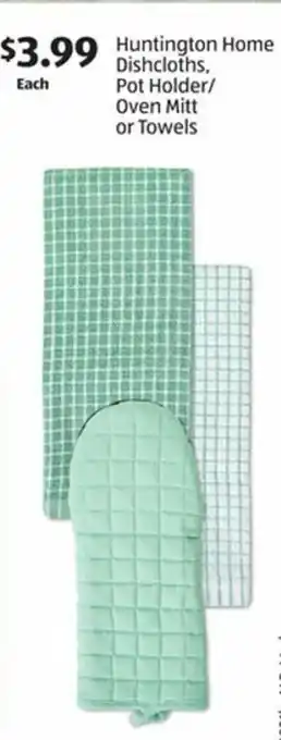 Aldi Huntington Home Dishcloths, Pot Holder/Oven Mitt Or Towes offer