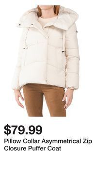 TJ Maxx Pillow collar asymmetrical zip closure puffer coat offer