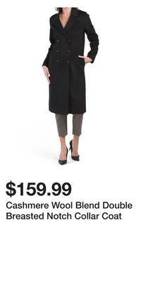 TJ Maxx Cashmere wool blend double breasted notch collar coat offer