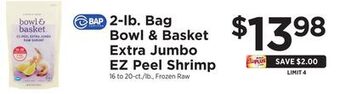 ShopRite 2-lb. bag extra jumbo ez peel shrimp offer