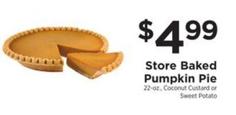 ShopRite Store baked pumpkin pie offer