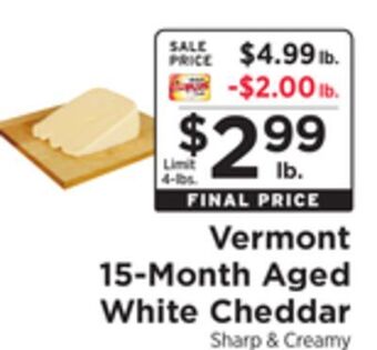 ShopRite Vermont 15-month aged white cheddar offer