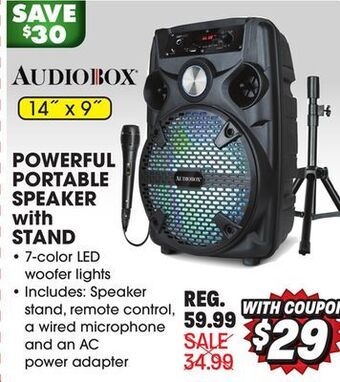 Big 5 Audiobox powerful portable speaker with stand offer