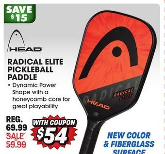 Big 5 Head radical elite pickleball paddle offer