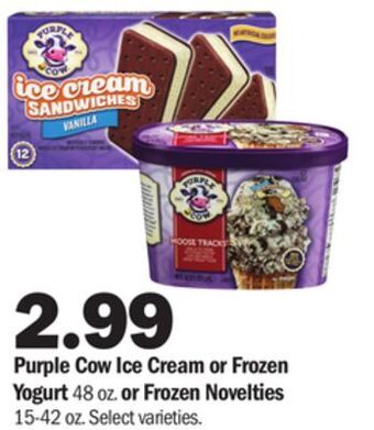 Meijer Purple cow ice cream or frozen yogurt 48 oz. or frozen novelties 15-42 oz offer
