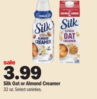 Meijer Silk oat or almond creamer offer