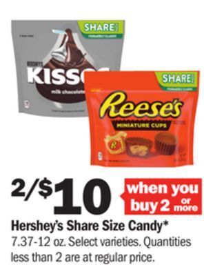 Meijer Hershey's share size candy offer