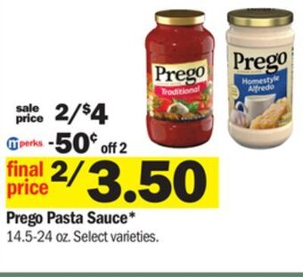 Meijer Prego pasta sauce offer