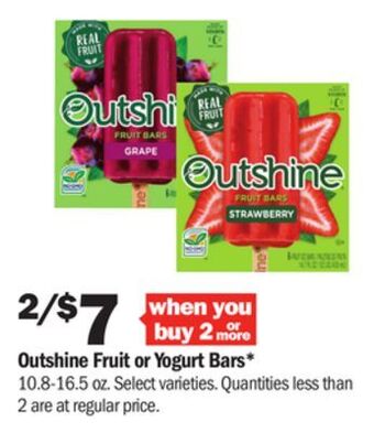 Meijer Outshine fruit or yogurt bars offer