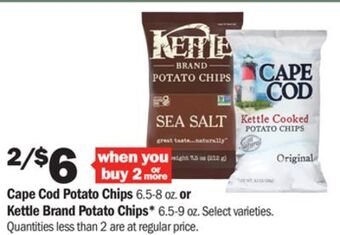 Meijer Cape cod potato chips 6.5-8 oz. or kettle brand potato chips* 6.5-9 oz offer