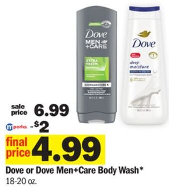 Meijer Dove or dove men+care body wash offer