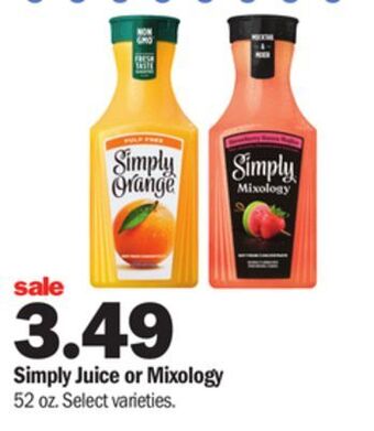 Meijer Simply juice or mixology offer