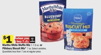 Meijer Martha white muffin mix 7-7.6 oz. or pillsbury biscuit mix* 7 oz offer