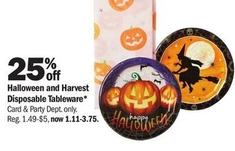 Meijer Halloween and harvest disposable tableware offer