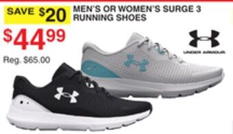 Dunham's Sports Under armour men's or women's surge 3 running shoes offer