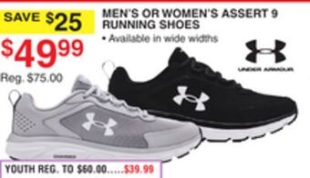 Dunham's Sports Under armour men's or women's assert 9 running shoes offer