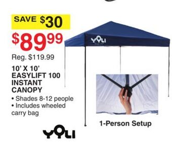 Dunham's Sports Yoli 10' x 10' easylift 100 instant canopy offer