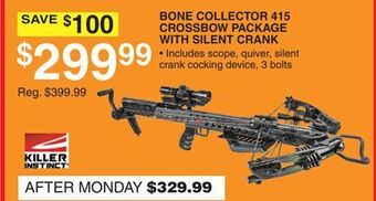 Dunham's Sports Killer instinct bone collector 415 crossbow package with silent crank offer