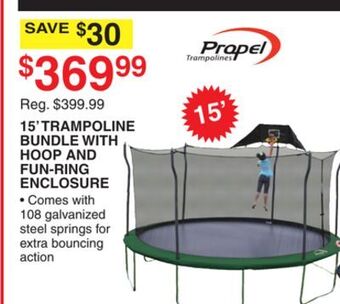 Dunham's Sports Propel 15' trampoline bundle with hoop and fun-ring enclosure offer