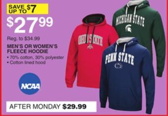 Dunham's Sports Ncaa men's or women's fleece hoodie offer