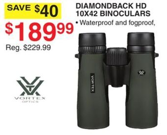 Dunham's Sports Vortex diamondback hd 10x42 binoculars offer