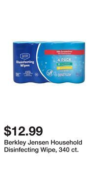 BJ’s Berkley jensen household disinfecting wipe, 340 ct offer
