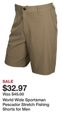 Cabela's World wide sportsman pescador stretch fishing shorts for men offer
