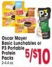 Jewel-Osco Oscar Mayer Basic Lunchables or P3 Portable, Protein Packs offer