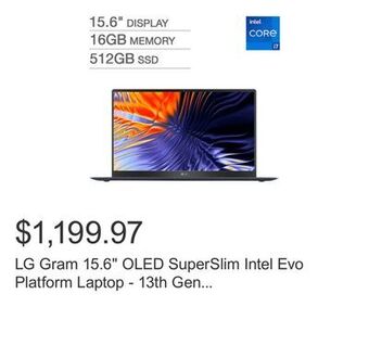 Costco Lg gram 15.6 oled superslim intel evo platform laptop - 13th gen intel core i7-1360p - oled fhd display (1920 x 1080) - windo offer