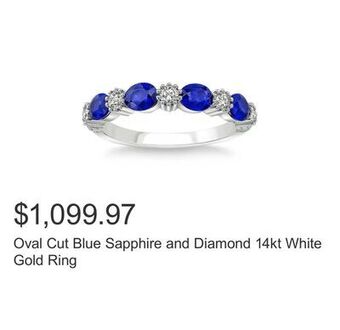 Costco Oval cut blue sapphire and diamond 14kt white gold ring offer